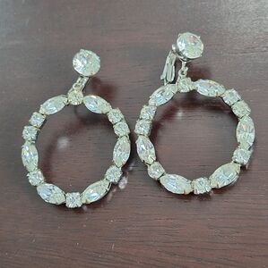 Crystal Clip on Hoop Earrings